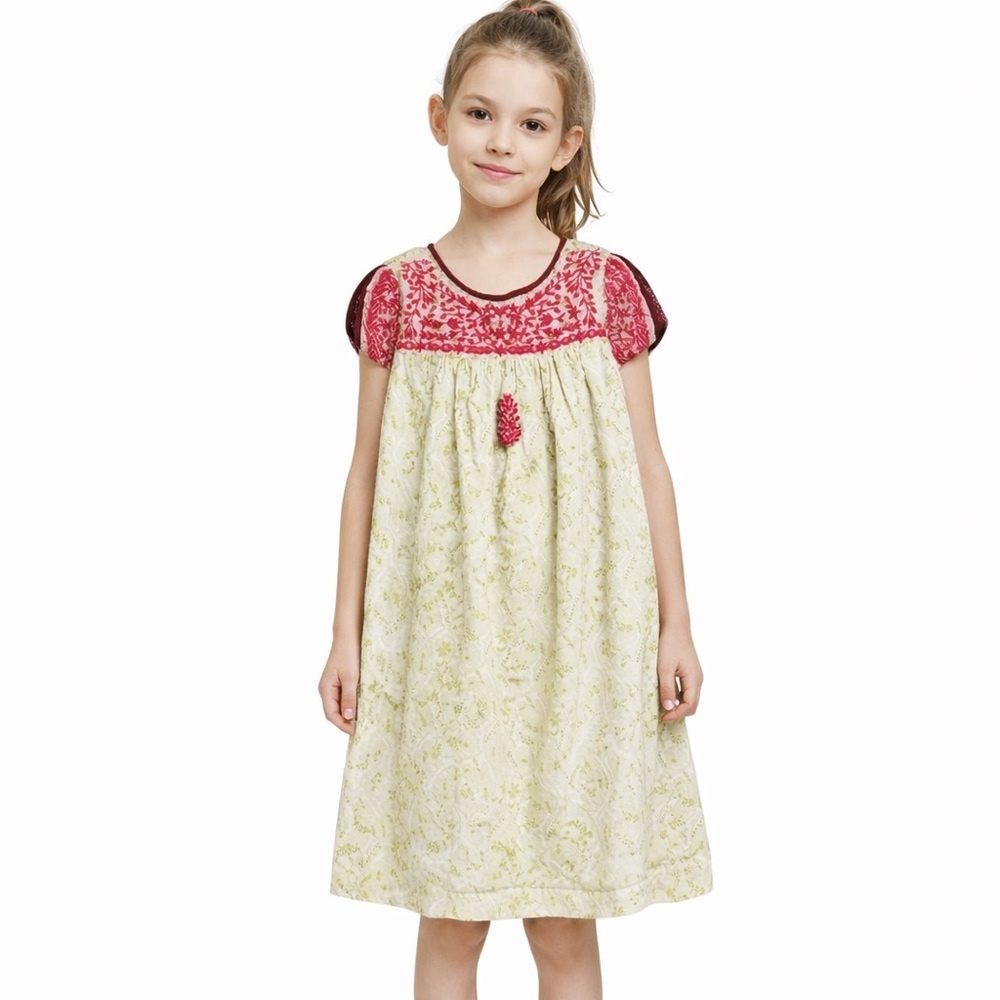 Roberta Roller Rabbit embroidered 100% cotton little girl tunic Floral Dress NWT